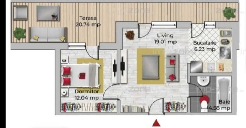 Militari apartament 2 camere + terasa 21 mp Uverturii/ Apusului